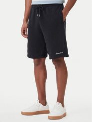 Guess Jeans Szorty sportowe M6GD49 KCPR1 Czarny Regular Fit. Czarne krótkie spodenki sportowe męskie Guess Jeans, l, z aplikacjami, z bawełny. Za 299.99 zł.