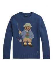 Polo Ralph Lauren Sweter 323B18571001 Granatowy Regular Fit. Niebieskie swetry dla chłopców Polo Ralph Lauren, bez wzorów, z bawełny, bez kołnierzyka, bez kaptura. Za 1,199.00 zł.