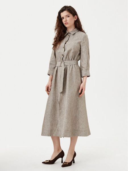 KAOS Sukienka codzienna RP1MR046 Szary Regular Fit. Szare sukienki damskie KAOS, na co dzień, bez wzorów, ze lnu, bez kołnierzyka, bez ramiączek, proste. Za 679.00 zł.