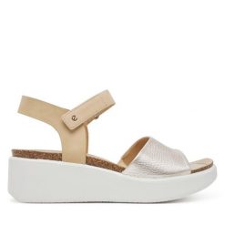 Sandały ECCO. Żółte sandały damskie ecco, bez wzorów, bez obcasa, na koturnie, bez zapięcia. Za 419.99 zł.