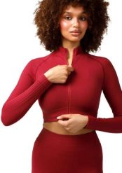 TOP SPORTOWY NA SIŁOWNIĘ LONGSLEEVE ZAPINANY CARPATREE ELITE RED. Czerwone koszulki sportowe damskie NoName, bez wzorów, bez kołnierzyka, bez ramiączek, na fitness i siłownię. Za 132.00 zł.