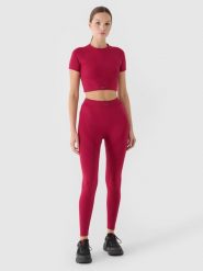 4F Legginsy treningowe z wysokim stanem damskie - czerwone XS/S. Czerwone legginsy damskie 4f, s, bez wzorów, z dzianiny, z podwyższonym stanem, długie, na fitness i siłownię. Za 69.99 zł.
