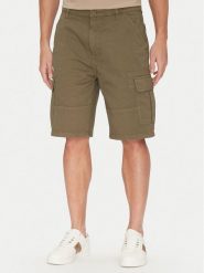 Guess Jeans Szorty materiałowe M5GD45 WGCV1 Khaki Regular Fit. Brązowe szorty męskie Guess Jeans, m, z aplikacjami, z bawełny. Za 199.99 zł.