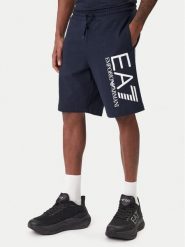 EA7 Emporio Armani Szorty sportowe 7M001414 AF22266 UB102 Granatowy Regular Fit. Niebieskie krótkie spodenki sportowe męskie EA7 Emporio Armani, m, bez wzorów, z bawełny. Za 409.99 zł.