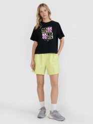 4F Spodenki casual damskie - żólte XL. Żółte szorty sportowe damskie 4f, l, bez wzorów, z bawełny, casualowe. W wyprzedaży za 59.99 zł.