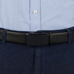 Pasek męski skórzany 3,5 cm klamra automatyczna Beltimore czarny 02-584 : Kolory - czarny, Rozmiar pasków - r.110-125 cm. Czarne paski damskie bez wzorów, ze skóry, wizytowe. Za 64.99 zł.