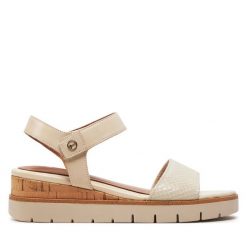 Sandały Tamaris. Brązowe klapki damskie Tamaris, bez wzorów, bez obcasa, na koturnie, bez zapięcia. Za 188.99 zł.