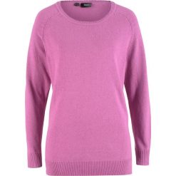 Sweter z dzianiny, z bawełny z recyclingu bonprix różowy bez. Swetry damskie bonprix. Za 49.99 zł.
