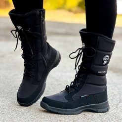 Czarne zimowe śniegowce damskie z membraną American Club Softshell Sn07/25. Czarne śniegowce i trapery damskie American CLUB, z jeansu. Za 259.00 zł.