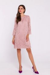 Zjawiskowa sukienka koronkowa trapezowa w kolorze różowym. Czerwone sukienki dla dziewczynek Stylove, bez wzorów, z koronki, eleganckie, bez ramiączek. Za 319.00 zł.