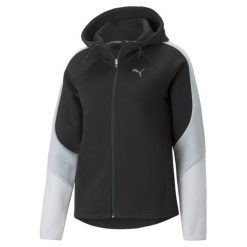 Sweatshirt damska bluza z kapturem z pełnym zamkiem Puma Evostripe. Czarne bluzy damskie Puma, na zimę, xs, bez wzorów, bez kołnierzyka, bez ramiączek, z kapturem. W wyprzedaży za 229.65 zł.
