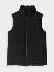 4F Bezrękawnik puchowy z wypełnieniem syntetycznym damski - czarny M. Czarne kurtki damskie 4f, m, bez wzorów, z dzianiny, klasyczne, bez kaptura. W wyprzedaży za 99.99 zł.