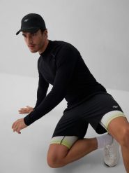 4F Longsleeve do biegania ze strukturalnej dzianiny męski - czarny S/M. Czarne koszulki sportowe męskie 4f, l, bez wzorów, z dzianiny, bez kołnierzyka. Za 149.99 zł.