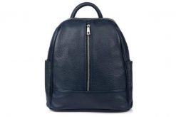 Granatowy Włoski Plecak Skórzany A4 damski pojemny solidny C78. Niebieskie plecaki damskie bez wzorów. Za 307.90 zł.