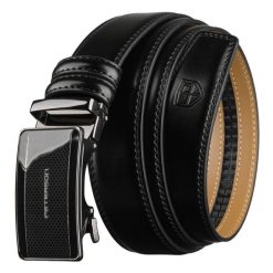 Czarny pasek męski z automatyczną klamrą wykonany ze skóry naturalnej - Peterson. Czarne paski damskie Peterson, bez wzorów, ze skóry, eleganckie. Za 59.48 zł.