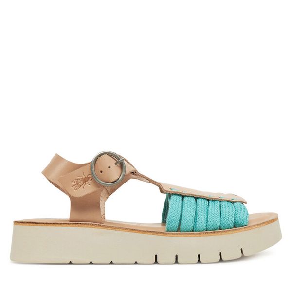 Sandały Fly London. Brązowe sandały damskie Fly London, bez wzorów, bez obcasa, na koturnie, bez zapięcia. Za 279.99 zł.