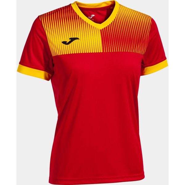 Koszulka damska Joma Eco Supernova czerwona-żółta, S. Czerwone koszulki sportowe damskie Joma, s, bez wzorów, z poliesteru, sportowe, bez kołnierzyka. Za 176.99 zł.