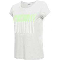 T-shirt damski TSD007 - chłodny jasny szary. Szare t-shirty damskie 4f, z nadrukiem, z bawełny. W wyprzedaży za 44.99 zł.