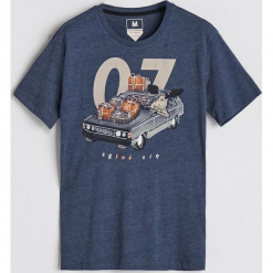 T-shirt z nadrukiem - Granatowy. Niebieskie t-shirty męskie Reserved, z nadrukiem. Za 29.99 zł.