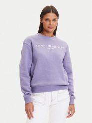 Tommy Hilfiger Bluza WW0WW39791 Fioletowy Relaxed Fit. Fioletowe bluzy damskie Tommy Hilfiger, xxl, bez wzorów, z bawełny, bez kaptura. Za 299.99 zł.
