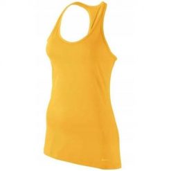 Koszulka treningowa damska Nike DD1946795. Żółte koszulki sportowe damskie Nike, s, bez wzorów, bez kołnierzyka, bez ramiączek, do biegania. Za 118.00 zł.