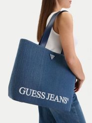 Guess Jeans Torebka CWBEO-GUESS-B-010-09 Granatowy. Niebieskie torebki do ręki damskie Guess Jeans, z aplikacjami, z jeansu, bez dodatków. Za 249.99 zł.
