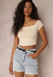Jasnoniebieskie Jeansowe Szorty Luźne z Paskiem Julchen. Niebieskie szorty damskie Renee, s, bez wzorów, z jeansu. Za 54.99 zł.