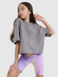 4F T-shirt oversize crop top z nadrukiem dziewczęcy - szary 164 (13-14 lat). Szare t-shirty i topy dla dziewczynek 4f, bez wzorów, z bawełny, bez ramiączek. Za 49.99 zł.
