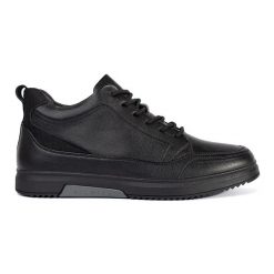 Czarne ocieplane buty męskie. Czarne eleganckie półbuty z jeansu, eleganckie, bez zapięcia. Za 212.22 zł.