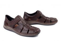 RIEKER 05281-25 brown, półbuty męskie. Brązowe półbuty na co dzień męskie Rieker, na lato, bez zapięcia. Za 369.90 zł.