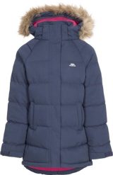 Trespass Unique - d42uga damska kurtka parka pikowana granatowa. Niebieskie kurtki damskie Trespass, m, bez wzorów, z futra, z kapturem. Za 270.99 zł.