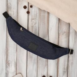 Nerka męska saszetka na pas jeansowa granatowa Paolo Peruzzi T-117-DB. Białe saszetki męskie z bawełny, sportowe. Za 49.99 zł.