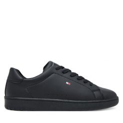 Sneakersy Tommy Hilfiger. Czarne trampki i tenisówki chłopięce Tommy Hilfiger, bez wzorów, bez zapięcia. Za 299.99 zł.