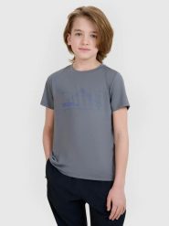 T-SHIRT CHŁOPIĘCY 4F KOSZULKA SPORTOWA SZYBKOSCHNĄCA. Czarne t-shirty dla chłopców 4f, bez wzorów, z materiału, bez ramiączek. Za 59.99 zł.