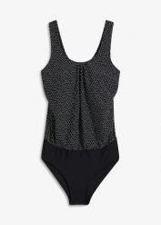 Kostium kąpielowy o kroju balonowym. Czarne kostiumy jednoczęściowe damskie bonprix, bez wzorów, eleganckie. Za 112.99 zł.
