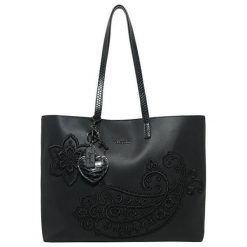Desigual Torebka Bols Cachemire Sea Ttle No Reversible Negro 18Waxp40 2000. Niebieskie torebki do ręki damskie marki Desigual, z haftami. W wyprzedaży za 350.00 zł.