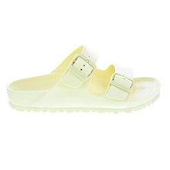 Klapki damskie Birkenstock Arizona Eva. Niebieskie klapki damskie Birkenstock, bez wzorów, z materiału, bez obcasa. Za 453.00 zł.