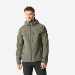 Kurtka Softshell trekkingowa męska Forclaz MT500. Brązowe kurtki męskie FORCLAZ, l, bez wzorów, z polaru, sportowe, bez kaptura. Za 249.99 zł.