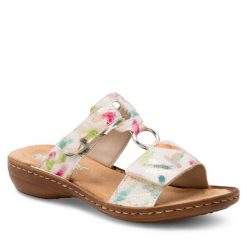 Klapki Rieker. Klapki damskie Rieker, bez wzorów, bez obcasa. Za 279.99 zł.