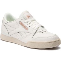 Buty Reebok - Phase 1 Pro DV3741 Chalk/Rose Gold/Wht. Białe obuwie sportowe damskie Reebok, bez wzorów, z materiału, bez obcasa, na płaskiej podeszwie, bez zapięcia. W wyprzedaży za 269.00 zł.