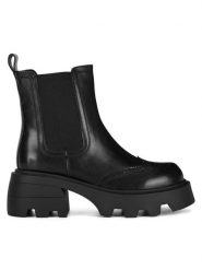 Badura Sztyblety WFA3150-2Z Czarny. Czarne botki damskie Badura, ze skóry, bez obcasa, na słupku, bez zapięcia. Za 399.99 zł.