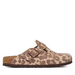Klapki Birkenstock. Brązowe klapki damskie Birkenstock, bez wzorów, bez obcasa. Za 764.99 zł.