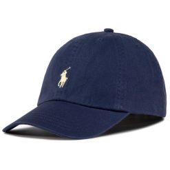 Czapka z daszkiem Polo Ralph Lauren. Niebieskie czapki i kapelusze damskie Polo Ralph Lauren, bez wzorów. Za 119.99 zł.