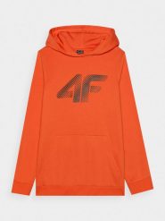 4F Bluza dresowa nierozpinana z kapturem męska - czerwona S. Czerwone bluzy męskie 4f, m, bez wzorów, z bawełny, z kapturem. W wyprzedaży za 129.99 zł.