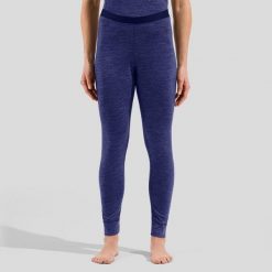 Spodnie Odlo BL BOTTOM long MERINO 200. Niebieskie spodnie materiałowe damskie Odlo, bez wzorów. W wyprzedaży za 333.26 zł.