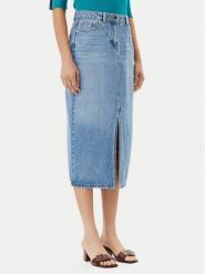 Morgan Spódnica jeansowa 251-JROMA Niebieski Regular Fit. Niebieskie spódnice damskie Morgan, bez wzorów, z bawełny. Za 179.99 zł.
