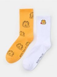 Prążkowane skarpetki 2 pack Garfield - wielobarwny. Skarpety męskie Sinsay, bez wzorów, prążkowane. Za 15.99 zł.