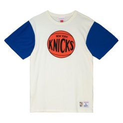 Koszulka New York Knicks NBA Color Blocked. Białe koszulki sportowe męskie Mitchell & Ness, bez wzorów, bez kołnierzyka, bez ramiączek, do koszykówki. Za 238.00 zł.