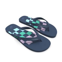 Japonki męskie Olaian 120 Wavy. Niebieskie klapki męskie Decathlon, z materiału, wakacyjne. Za 24.99 zł.