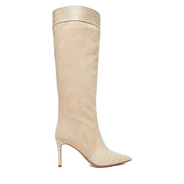 Kozaki Eva Minge. Brązowe kozaki damskie Eva Minge, bez obcasa, na szpilce. Za 459.99 zł.